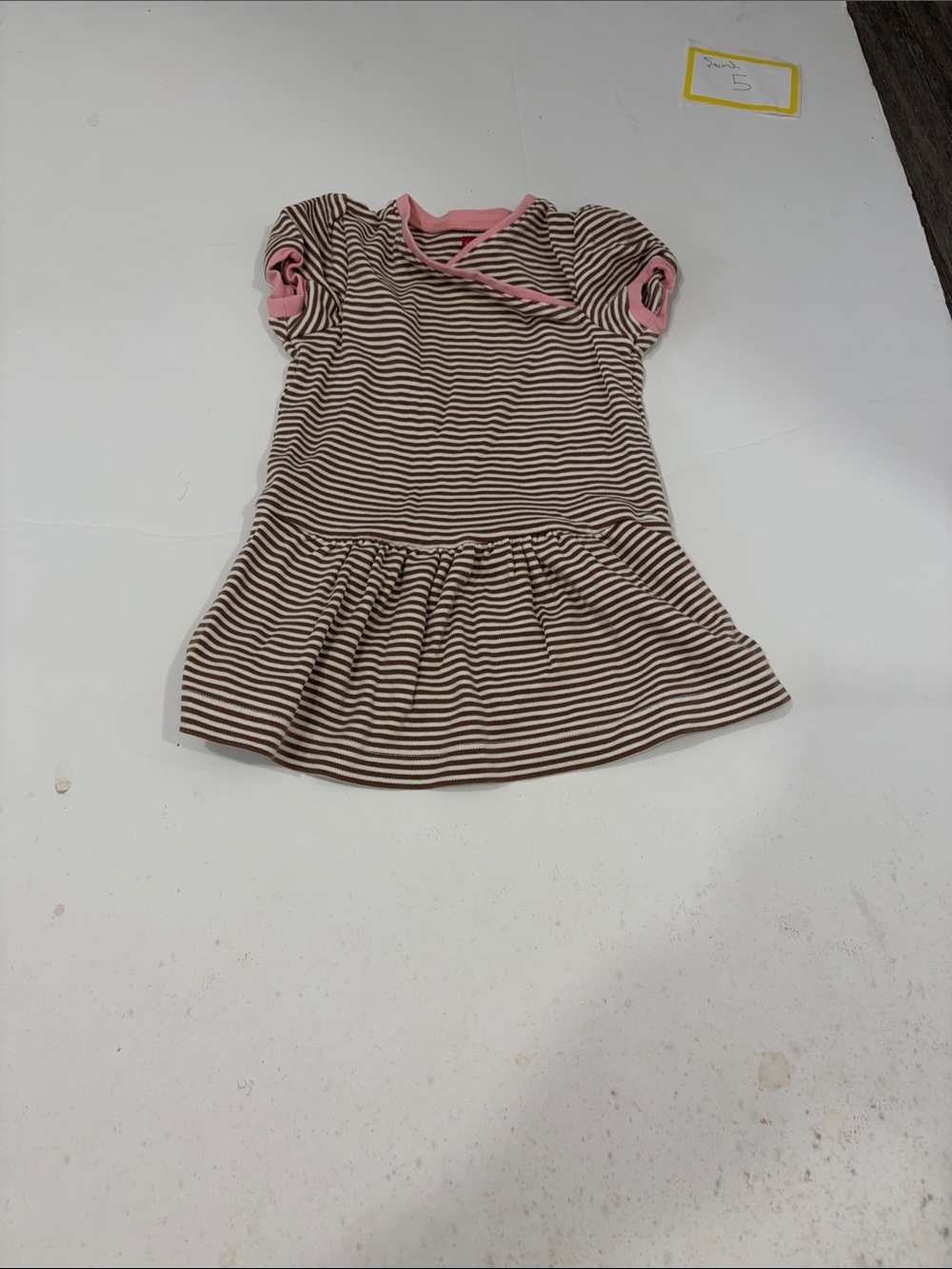 Tea Collection Brown and Pink Striped Casual Dress
